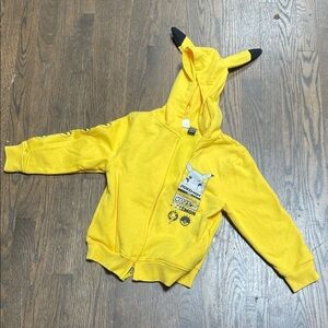 Pokemon Yellow Pikachu Kids Zip-Up Hoodie Small Youth